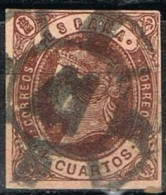 Sello 4 Cuartos Isabel II Tipo II, RUEDA CARRETA Numeral 41 SAN SEBASTIAN,  Num 58 º - Gebraucht