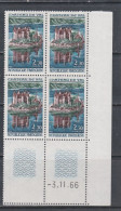 France N° 1506 XX Château De Val, En Bloc De 4 Coin Daté Du 3 . 11 . 66 ;  1 Trait, Sans Charnière, TB - 1960-1969