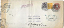 Lettre Recommandée  New York à Paris - Entier - Ouvert Par Autorité Militaire 373 - Censure Censurée - Juillet 1917 - Lettres & Documents