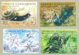 TURKEY 2020 MNH FRACTAL VIEWS OF NATURE FLORA FAUNA SNOWFLAKES PEACOCK SNAIL - Unused Stamps