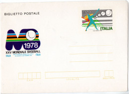 Italy, Stationery, World Baseball Championships, Bologna, Parma, Rimini 1978 - Baseball