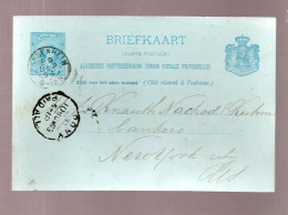 Nederland 1893 Briefkaart Hangend Haar Met Kleinrondstempel Sassenheim - Cartas & Documentos