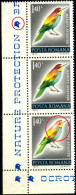 BIRDS-European Bee-eater - ERROR-COLOR VARIETY-DRY PRINT -MARGINAL STRIP OF 3-ROMANIA-1973- MNH-A5-553 - Piciformes (pájaros Carpinteros)