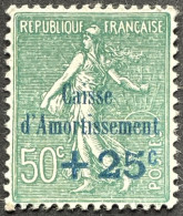 YT 247 * MH Semeuse Caisse D'amortissement 1927, +25c Sur 50 C [vert-bleu] (côte 9 €) France – Aff - 1927-31 Caisse D'Amortissement