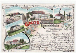 39029461 - Reinholdshain Bei Dippoldiswalde, Lithographie Schule, Molkereihof, Poststelle, Erbgericht U. Gasthof Gelauf - Bannewitz