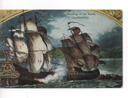 ART POSTCARD - SHIPPING - SAILING - BREAKING OF THE BOOM LONDONDERRY - WITH LONDONDERRY SLOGAN POSTMARK 1932 - Londonderry