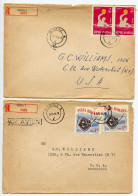 Romania 1965-66 2 Registered Airmail Covers; Sibiu To Watervliet, New York; 2l. Water Polo & 3.20 Stingray Stamps - Cartas & Documentos