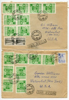 Romania 1969 2 Airmail Covers; Blaj, Jud. Alba To Watervliet, New York; 2l. Mix Of Definitive Stamps - Cartas & Documentos