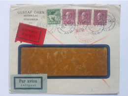 Schweden Luftpost Brief 1934 Stockholm ü. Hannover 1 Weiterleitung Hamburg ZUG Eilbrief - Covers & Documents