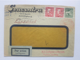 Schweden Luftpost Brief 1934 Hälsingborg ü. Berlin Zentralflughafen + Flughafen Nürnberg - Covers & Documents