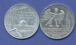 Bundesrepublik 10DM Silber-Gedenkmünze 2000, 10 Jahre Deutsche Einheit - 10 Mark