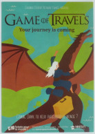 GAME OF TRAVELS - Parodie De GAME OF THRONES / Série TV - Voyageur Avec Valise Sur Dragon - Carte Publicitaire Erasmus - TV-Serien