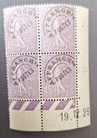 France 1922/27 N°46 En Bloc De 4  19/12/29 **TB Cote 80€ - ....-1929