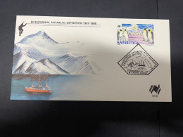 17-6-2024 (66) Australian Bicentenary - Bicentennial Antarctic Expedition 1987-1988 (Antarctica Stamps 2 Of 4) Penguins - FDC