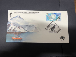 17-6-2024 (66) Australian Bicentenary - Bicentennial Antarctic Expedition 1987-1988 (Antarctica Stamp 4 Of 4) Map & Orca - FDC