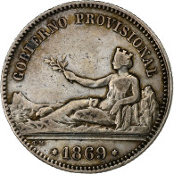 Espagne, Provisional Government, Peseta, 1869, Madrid, Argent, TTB, KM:652 - Primeras Acuñaciones