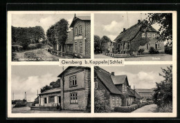 AK Oersberg Bei Kappeln, Schule, Geschäftshaus W. Asmussen, Strassenpartie  - Kappeln / Schlei