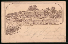 Lithographie Kappeln, Strandhotel Mit Warmbad Und Ruderpartie  - Kappeln / Schlei