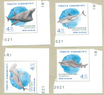 TURKEY 2021 MNH MARINE LIFE SHARKS - Unused Stamps