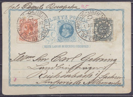 Brésil - EP CP Bilhete Postal 50R + 30R Càpt RIO DE JANEIRO /1 ABR 1887 Pour REICHENBACH Sachsen Allemagne - Covers & Documents