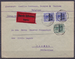 Env. En Exprès Affr. OC12 + Paire OC17 Càpt TAMINES /10.1.1917 Pour General Kommandant Des Zivil-Lagers à CASSEL (Allema - OC1/25 General Government