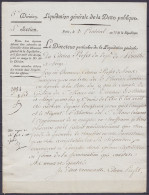 L. "Liquidation Générale De La Dette Publique" Datée 3 Prairial An 11 - Concerne Directeur Des Postes De Liège - 1794-1814 (Période Française)