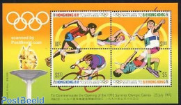 Hong Kong 1992 Olympic Games S/s, Mint NH, Sport - Athletics - Cycling - Olympic Games - Swimming - Unused Stamps