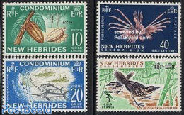 New Hebrides 1965 Definitives 4v E, Unused (hinged), Nature - Transport - Birds - Fish - Fishing - Fruit - Ships And B.. - Neufs