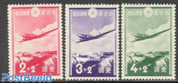 Japan 1937 National Air Fund 3v, Unused (hinged), Transport - Aircraft & Aviation - Ongebruikt