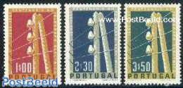 Portugal 1955 Telegraph Centenary 3v, Mint NH, Science - Telecommunication - Unused Stamps