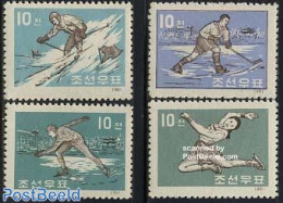 Korea, North 1961 Winter Sports 4v, Mint NH, Sport - Hockey - Skating - Skiing - Sport (other And Mixed) - Hockey (Field)