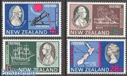 New Zealand 1969 James Cook 4v, Mint NH, History - Nature - Science - Transport - Various - Explorers - Flowers & Plan.. - Ungebraucht