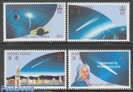 Hong Kong 1986 Halleys Comet 4v, Mint NH, Science - Astronomy - Halley's Comet - Unused Stamps