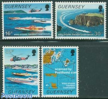 Guernsey 1988 Motorboat Races 4v, Mint NH, Sport - Transport - Various - Sport (other And Mixed) - Helicopters - Ships.. - Elicotteri