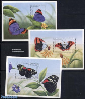 Barbuda 1998 Butterflies 3 S/s, Mint NH, Nature - Butterflies - Flowers & Plants - Barbuda (...-1981)