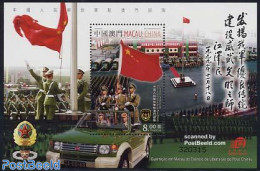 Macao 2004 Armed Forces S/s, Mint NH, History - Transport - Flags - Militarism - Automobiles - Unused Stamps