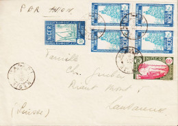 1936. NIGER. Fine PAR AVION Cover To Lausanne, Schweiz With 10 C + 65 C + 4block 1F50 Cancell... (MICHEL 48+) - JF546690 - Covers & Documents