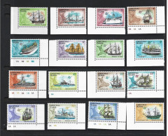 Christmas Island 1972 - 1973 Ship Definitives Set Of 16 MNH Marginal Corner Singles , Some With Plate #'s - Christmas Island