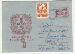 1 May Labour Day Illustrated Postal Stationery Letter Cover Posted 1957 To Germany - Uprated B240615 - Sobres
