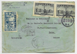 POLAND POLSKA  6ZTX3  LETTRE COVER  REC WARSZAWA 1946  TO SUISSE  +  CENSURE B/TB - Lettres & Documents