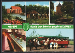 AK Ascheberg-Davensberg, Kiepenkerl Planwagenfahrten Durch Davert, Planwagen Innen, St. Anna-Kirche  - Ascheberg