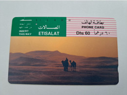 UNITED ARAB EMIRATES -ETISALAT- UAE E70   DHS 60  /CAMELS)  TAMURA/ Magnetic Phonecard As Scan  FINE USED    ** 16935 ** - Emirats Arabes Unis