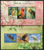 India 2016 Exotic Birds Parrots Blue Throated Macaw Wildlife Fauna Set Of 2 Miniature Sheets MS MNH - Koekoeken En Toerako's