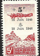 MAROC N° PA 58 + 5F S 5F 6EME ANNIVERSAIRE DE L'APPEL DU GENERAL DE GAULE  NEUF CHARNIERE TRES PROPRE - Unused Stamps