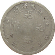 LaZooRo: China Kwang Tung 10 Cents 1890/1908 VF Control Check - Silver - China