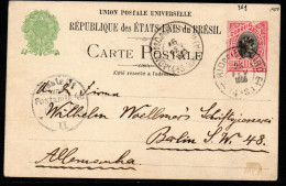 Brasilien Brasil 1906 - Postkarte Carte Postale - Gestempelt Used - Nach Berlin - Enteros Postales