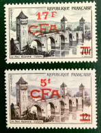 1955 / 1957 REUNION - PONT DE VALENTRE (CAHORS ) AVEC SURCHARGE CFA - NEUF** - Nuevos