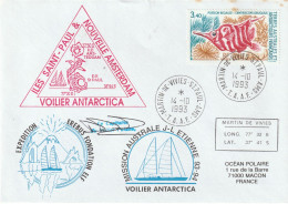 Mission Australe J L Etienne Voilier Antarctica Lettre Cachet TAAF Martin De Vivies St Paul 14/10/1993 - Poisson - Briefe U. Dokumente