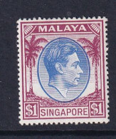 Singapore: 1948/52   KGVI   SG28    $1   [Perf: 17½ X 18]    MH - Singapur (...-1959)