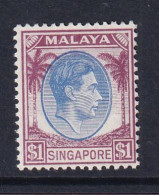 Singapore: 1948/52   KGVI   SG13   $1    [Perf: 14]    MH - Singapur (...-1959)